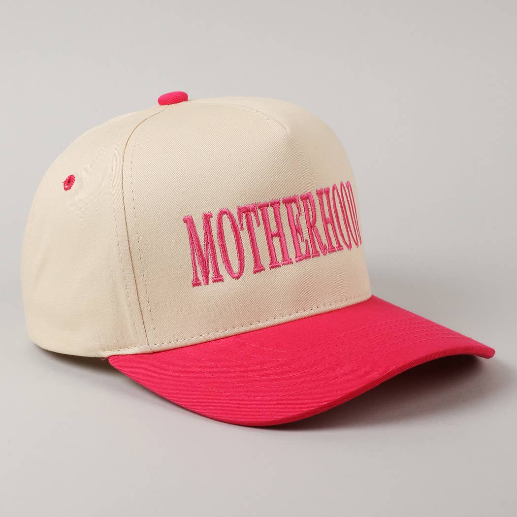 MOTHERHOOD Embroidered Two-Tone Trucker Hat (Hot Pink)