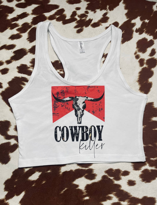 Cowboy Killer Cropped Racerback Tank Top