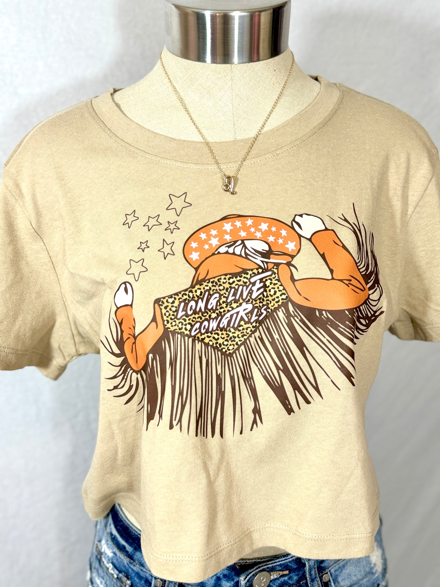Long Live Cowgirls Cropped Graphic Tee (Dirt Roads)