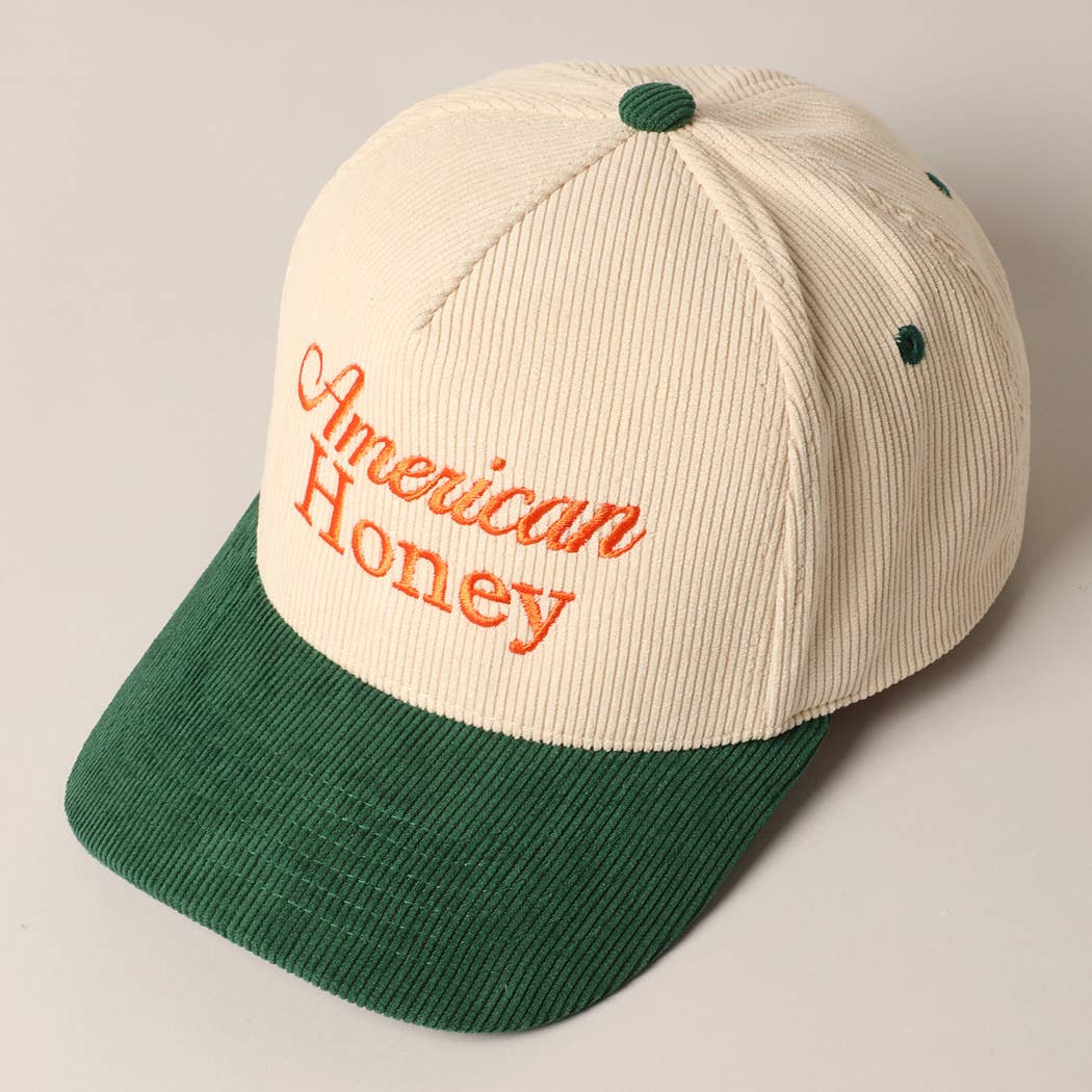 American Honey Corduroy Trucker Hat (Emerald City)