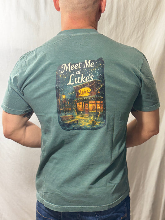 Meet Me At Luke's Comfort Colors Pocket Graphic Tee (Emerald City)