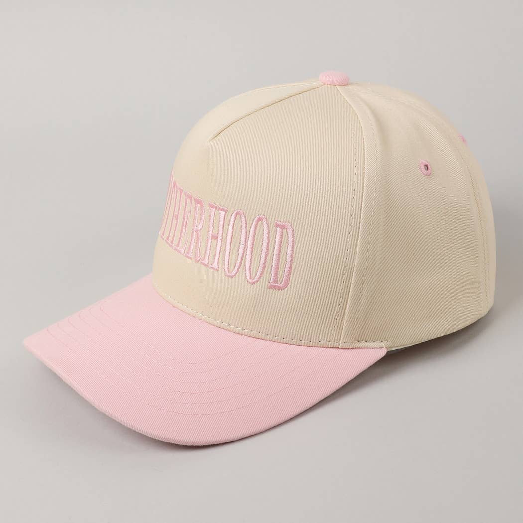 MOTHERHOOD Embroidered Two-Tone Trucker Hat (Light Pink)