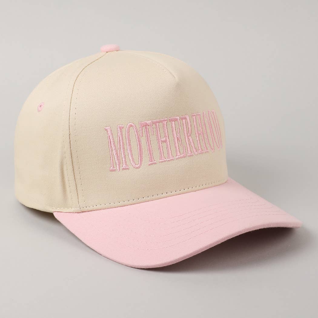 MOTHERHOOD Embroidered Two-Tone Trucker Hat (Light Pink)