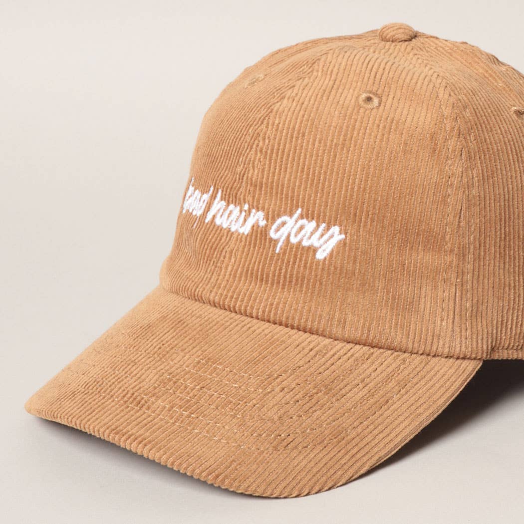 Bad Hair Day Corduroy Baseball Cap (Tan)