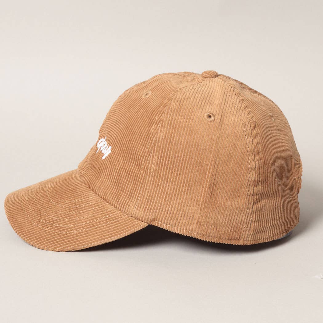 Bad Hair Day Corduroy Baseball Cap (Tan)
