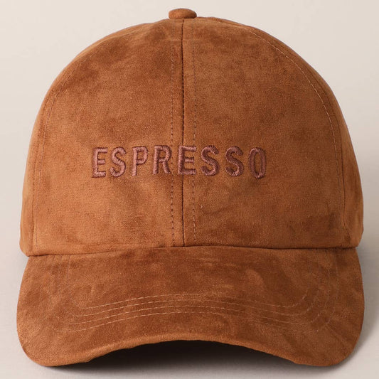 Espresso Embroidery Suede Hat (Cognac)