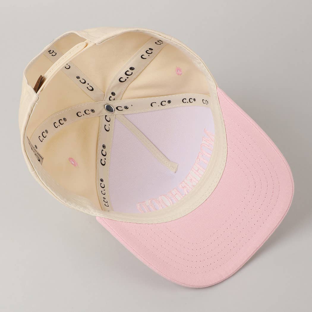MOTHERHOOD Embroidered Two-Tone Trucker Hat (Light Pink)