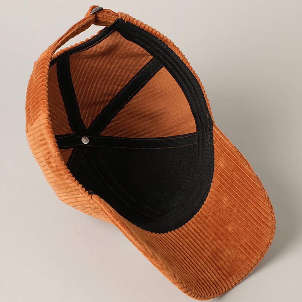Dog Mom Corduroy Baseball Cap (Brown)