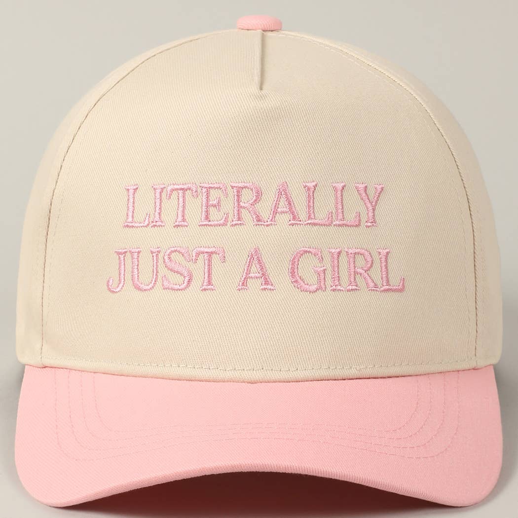 Literally Just A Girl Two Tone Trucker Hat (Light Pink)