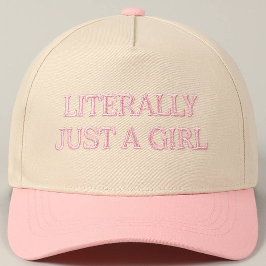 Literally Just A Girl Two Tone Trucker Hat (Light Pink)