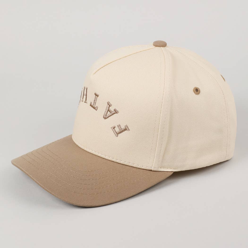 New Era Father Embroidered Two-Tone Trucker Hat (Light Beige)