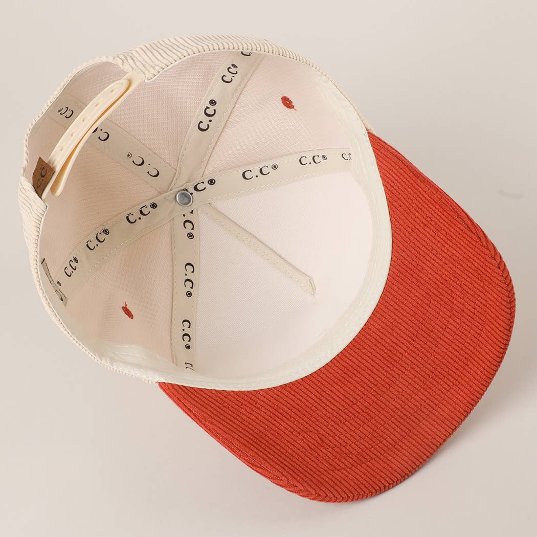 ON MY WORST BEHAVIOR Corduroy Trucker Hat (New Rust Baby)