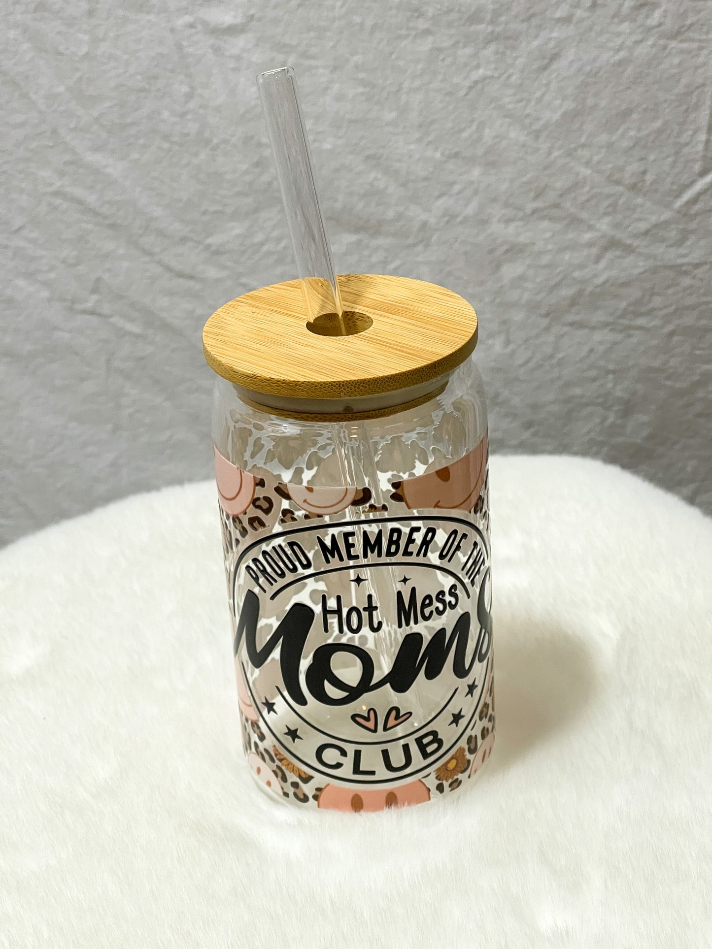 Proud Member of the Hot Mess Moms Club Glass Tumbler - 16oz