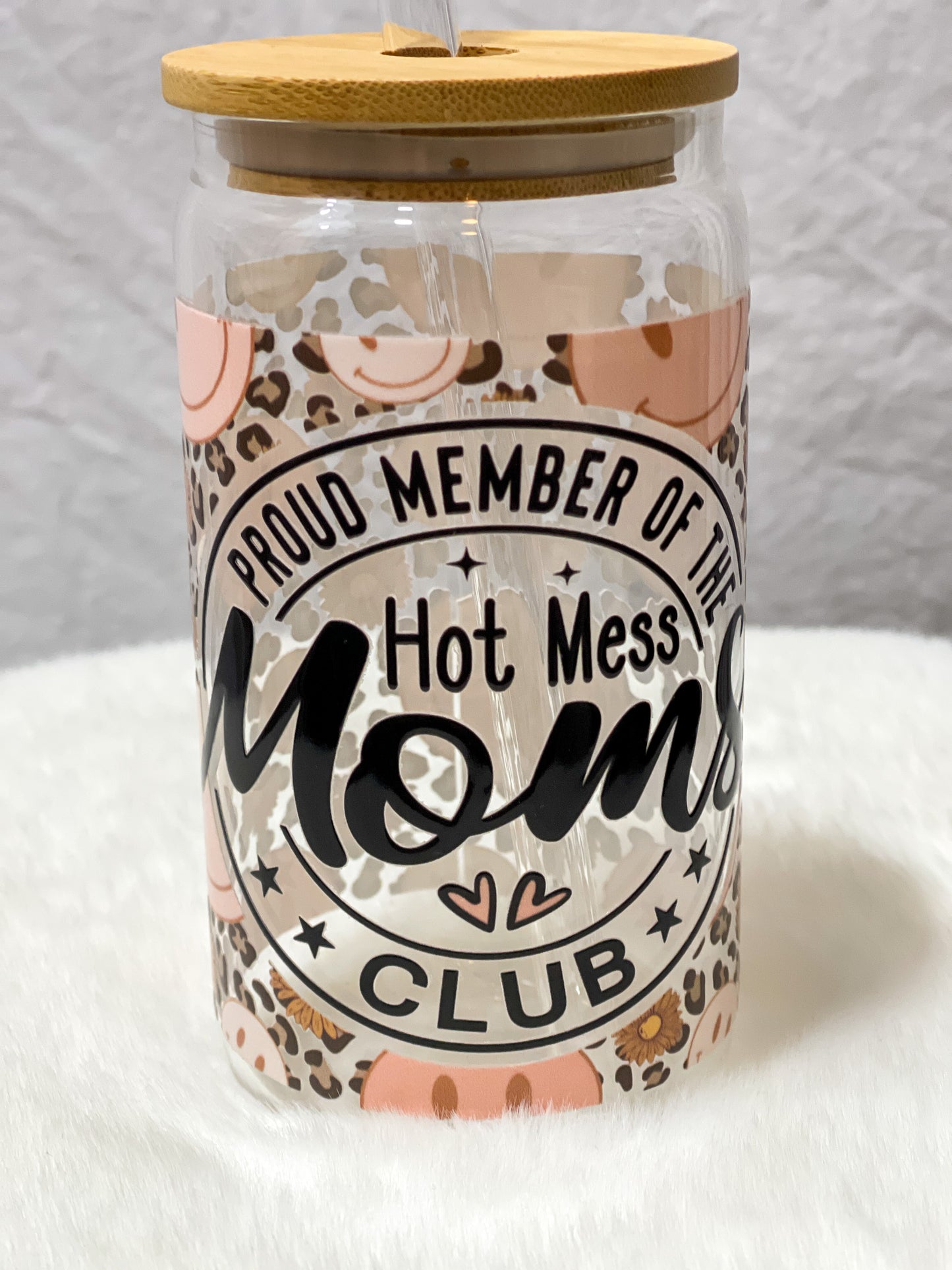 Proud Member of the Hot Mess Moms Club Glass Tumbler - 16oz