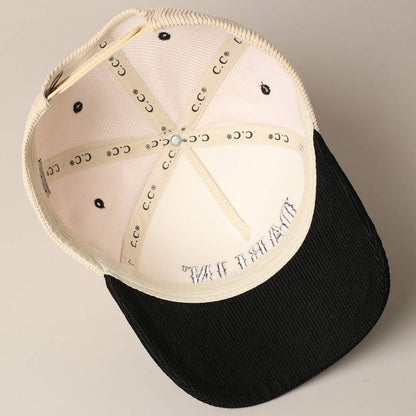 DARLIN' Corduroy Trucker Hat (Beige Deluxe)