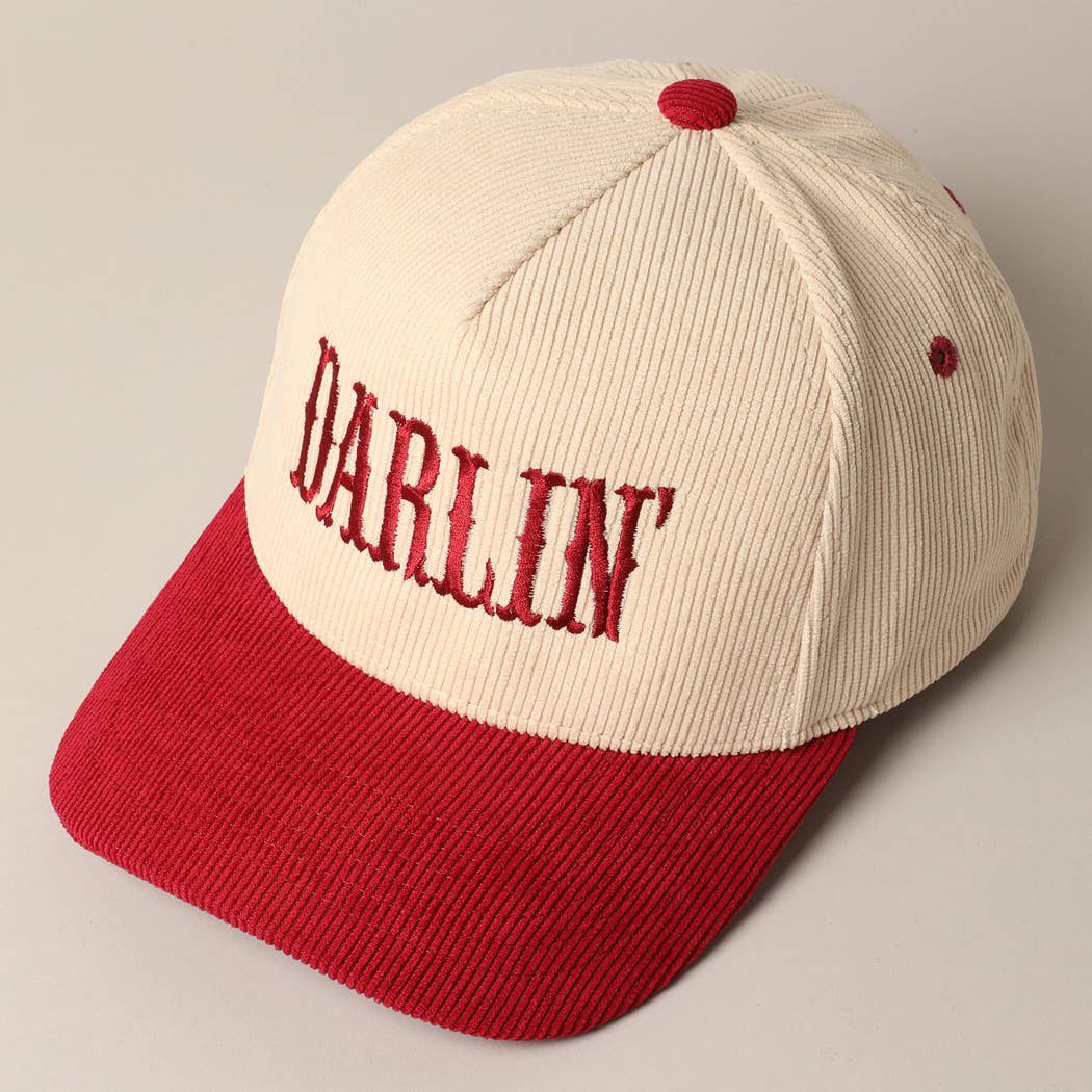 DARLIN' Corduroy Trucker Hat (Beige Deluxe)