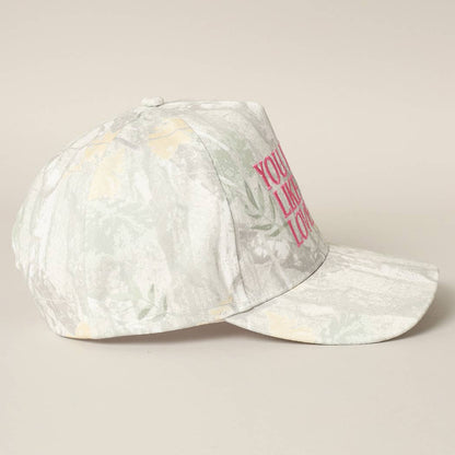 You Look Like You Love Me Embroidery Trucker Hat (White Out Camo Pink)