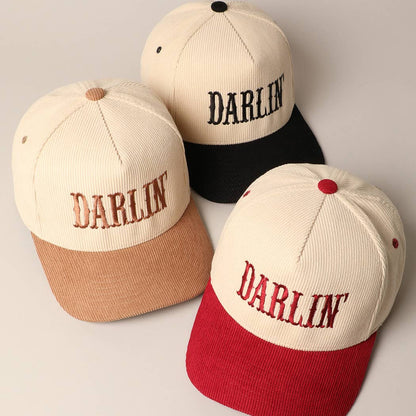 DARLIN' Corduroy Trucker Hat (Beige Deluxe)