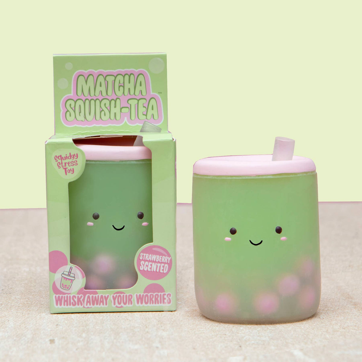 Matcha Boba Tea Squish Toy - Strawberry Scented