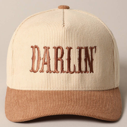 DARLIN' Corduroy Trucker Hat (Beige Deluxe)