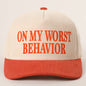 ON MY WORST BEHAVIOR Corduroy Trucker Hat (New Rust Baby)