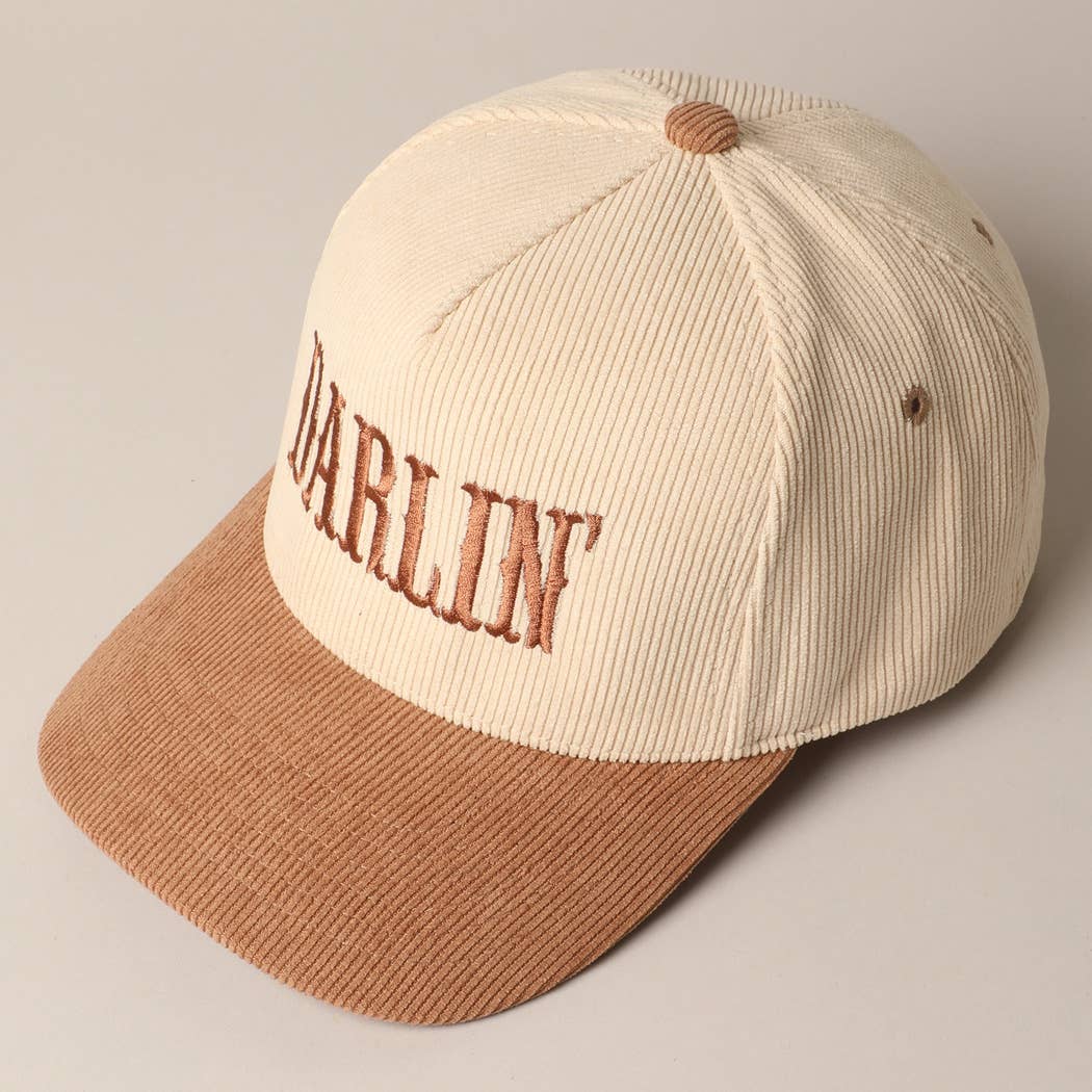 DARLIN' Corduroy Trucker Hat (Beige Deluxe)