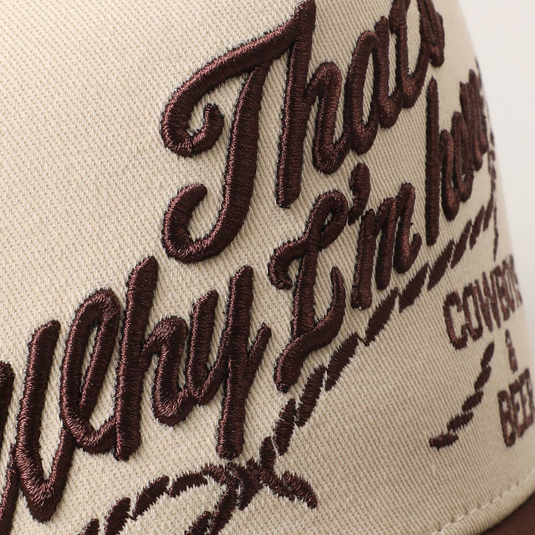 That's Why I'm here Cowboys & Beer Embroidery Dad Hat (Brown)