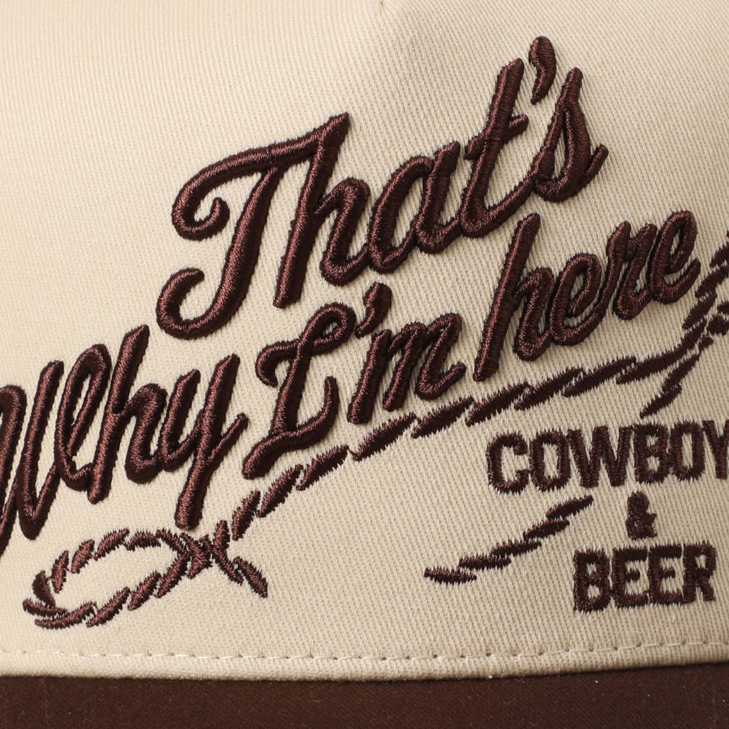 That's Why I'm here Cowboys & Beer Embroidery Dad Hat (Brown)