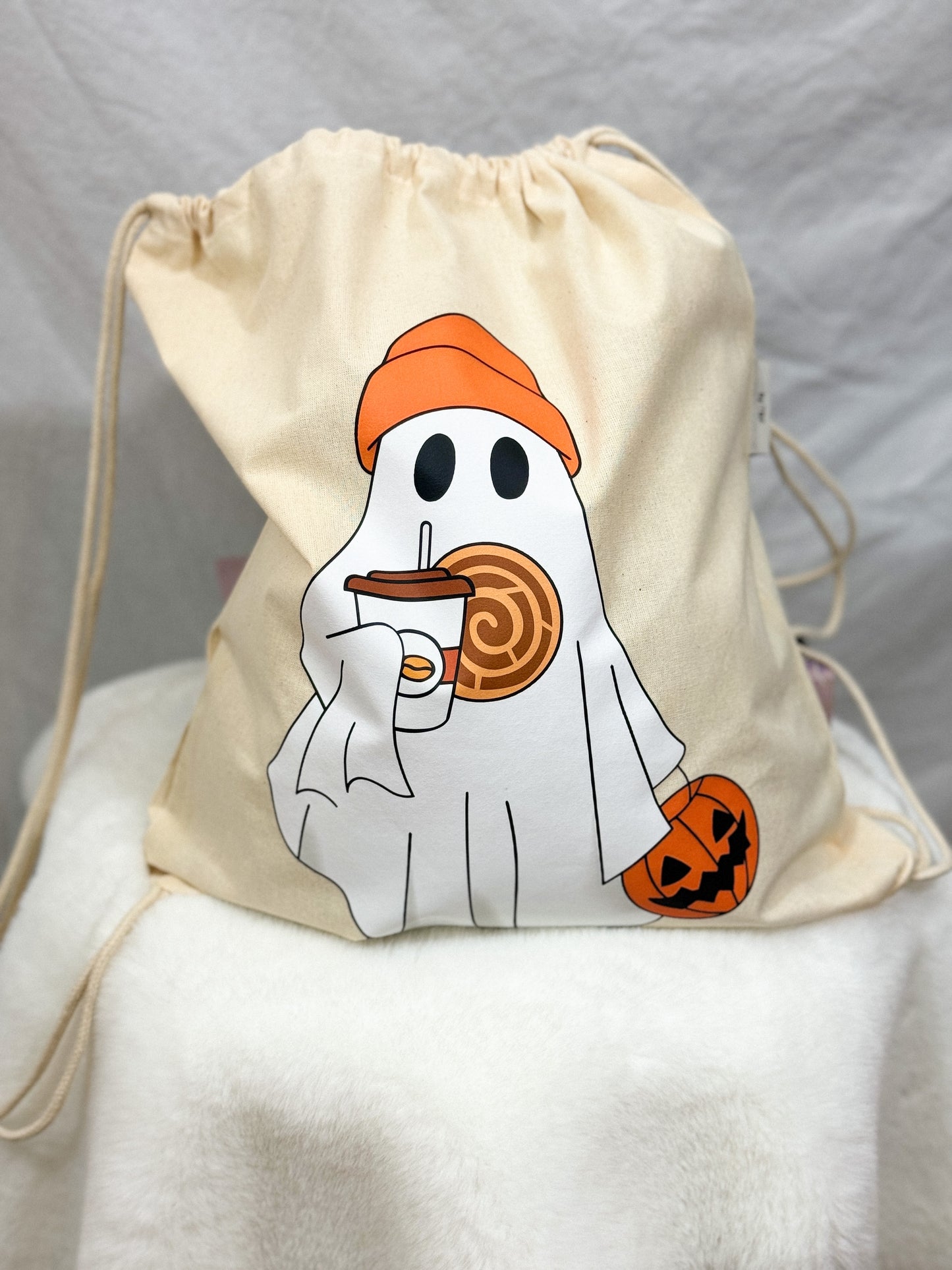 Ghost Concha Organic Cotton Drawstring Bag