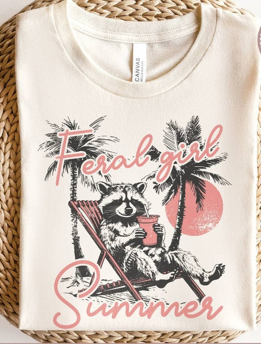 Feral Girl Summer Graphic Tee (Beige)