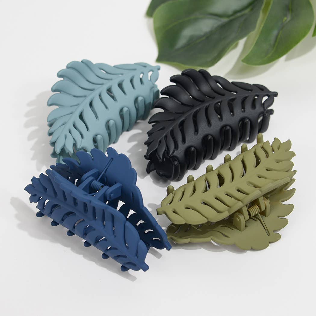 Matte Leaf Hair Claw Clip (Sky Blue)