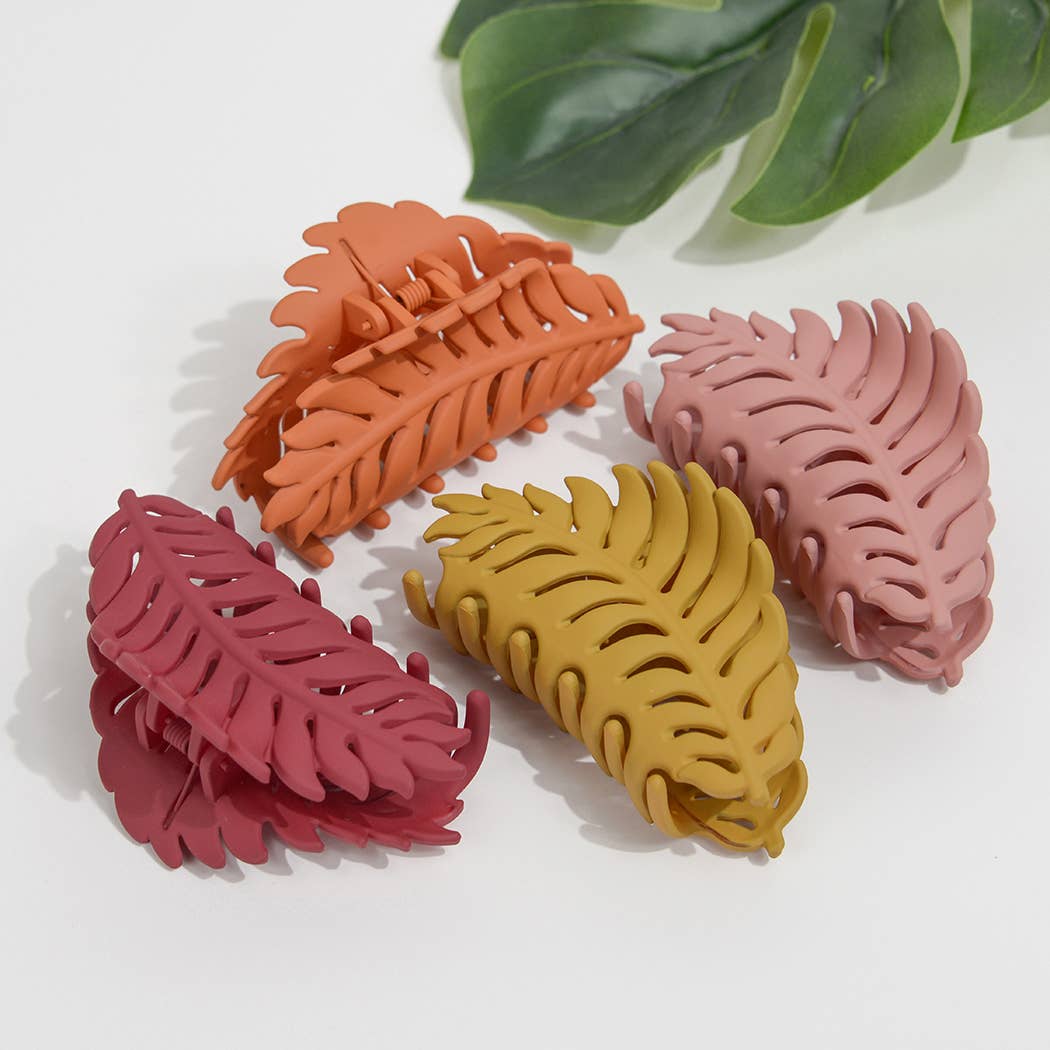 Matte Leaf Hair Claw Clip (Pink)