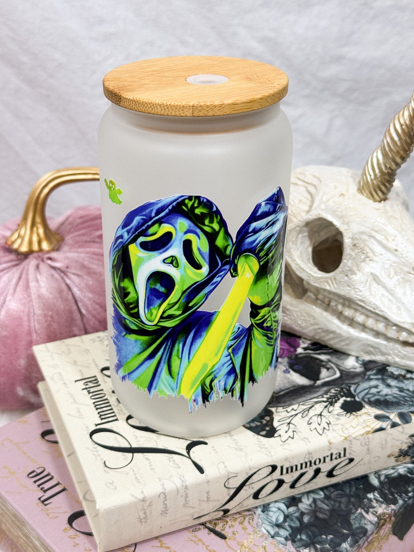 Neon Ghostie Glass Tumbler - 16oz