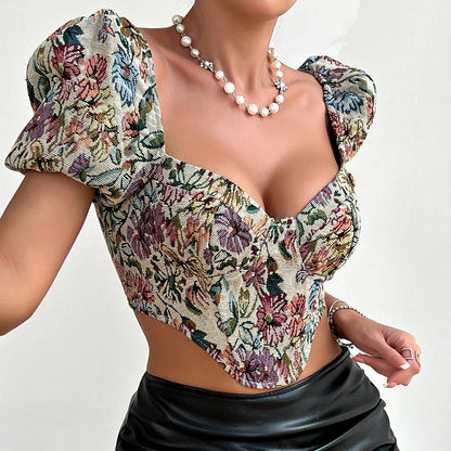 Princess Sleeve Floral Madame Corset Top (Daisy)