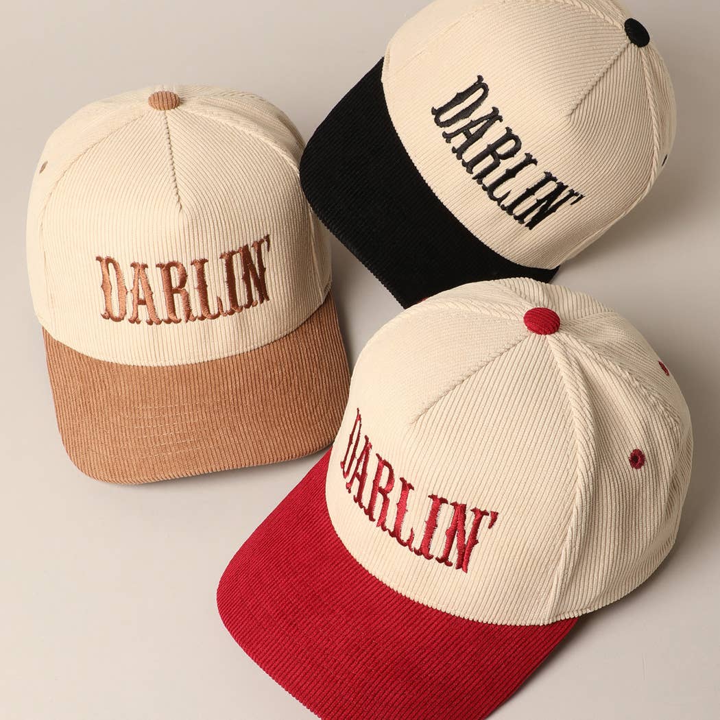 DARLIN' Corduroy Trucker Hat (Beige Deluxe)