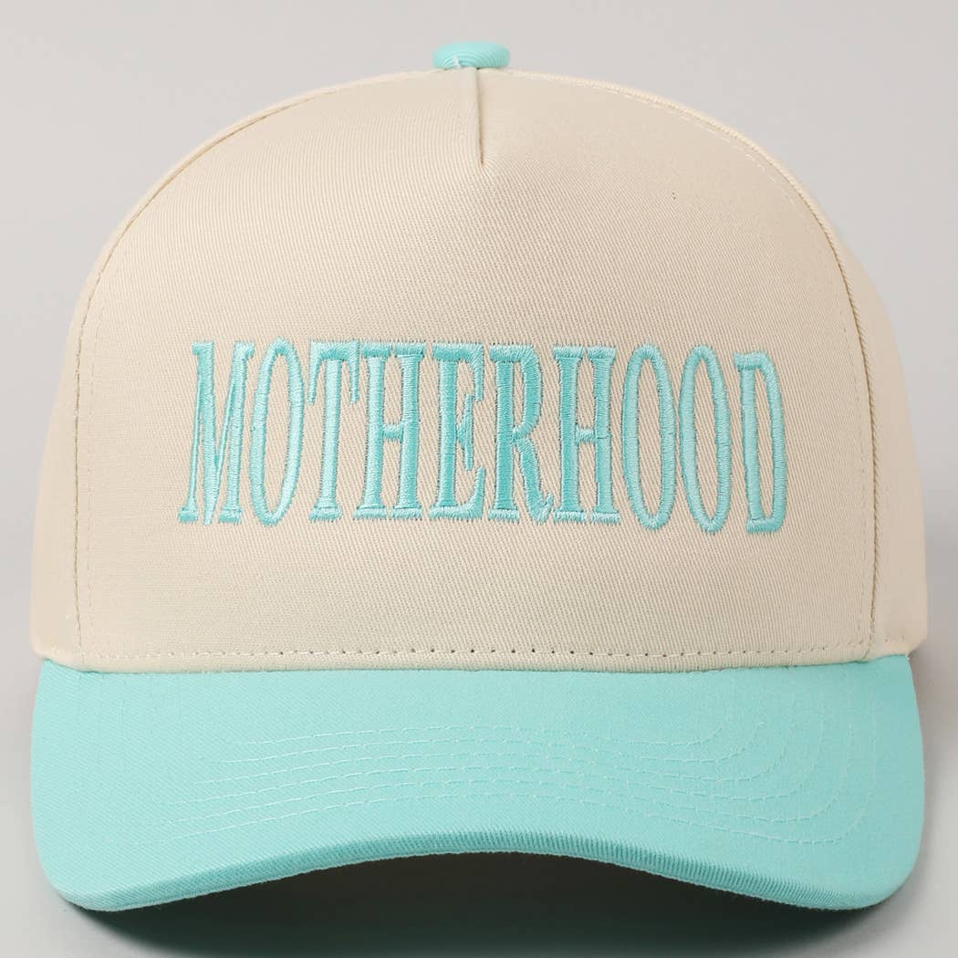 MOTHERHOOD Embroidered Two-Tone Trucker Hat (Fresh Mint)