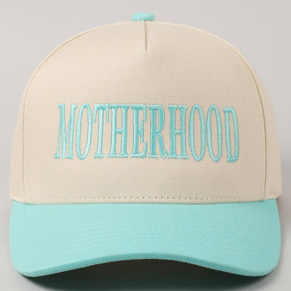 MOTHERHOOD Embroidered Two-Tone Trucker Hat (Fresh Mint)