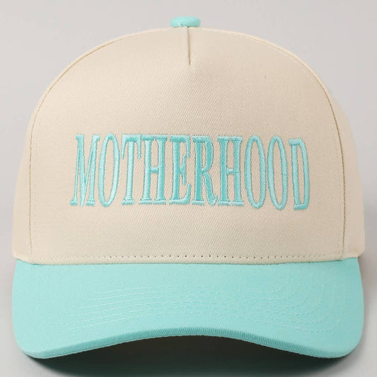 MOTHERHOOD Embroidered Two-Tone Trucker Hat (Fresh Mint)