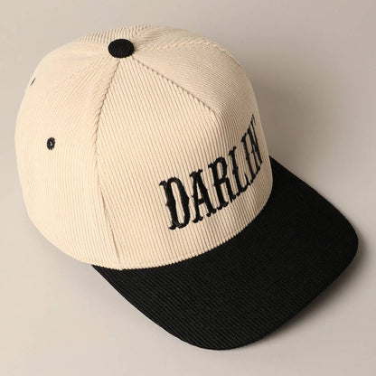 DARLIN' Corduroy Trucker Hat (Beige Deluxe)