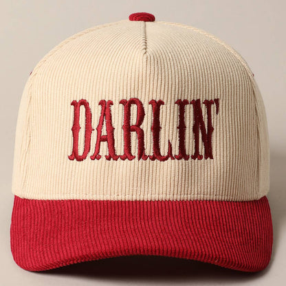 DARLIN' Corduroy Trucker Hat (Beige Deluxe)