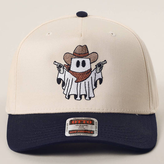 Western Vibes Cowboy Ghost Embroidered Trucker Hat (Dark Navy)