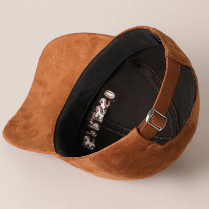 Espresso Embroidery Suede Hat (Cognac)