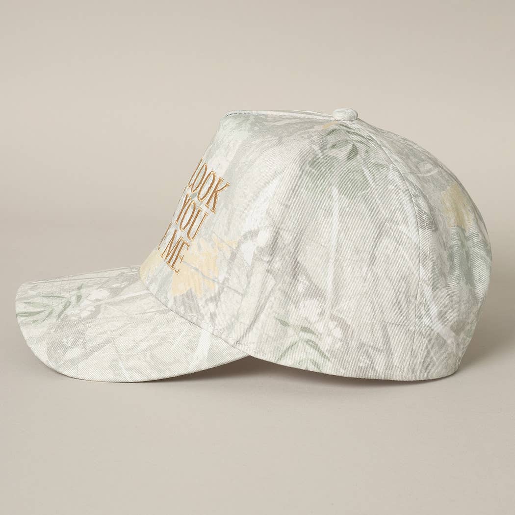 You Look Like You Love Me Embroidery Trucker Hat (White Out Camo Beige)
