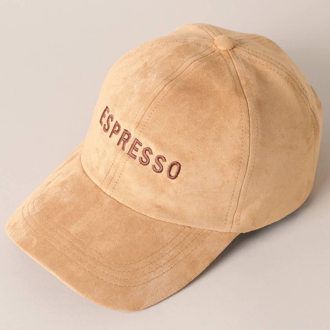 Espresso Embroidery Suede Hat (Beige Deluxe)