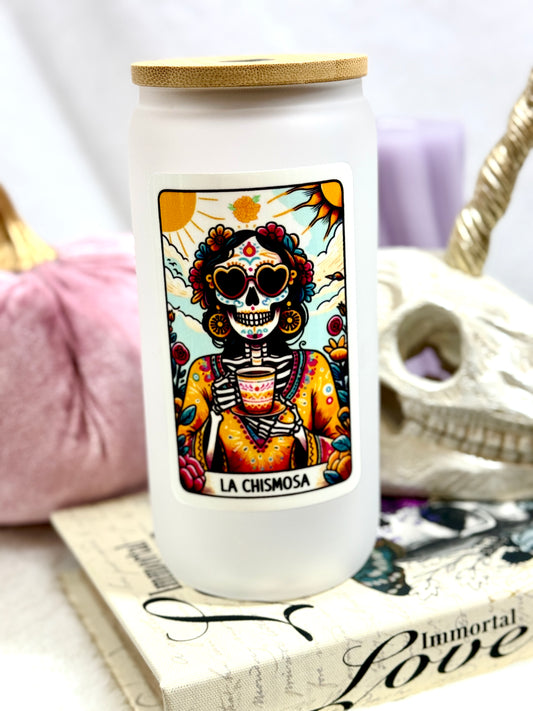 La Chismosa Tarot Card Tall Can Glass Tumbler - 16oz