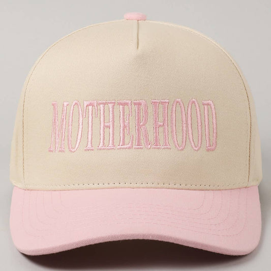 MOTHERHOOD Embroidered Two-Tone Trucker Hat (Light Pink)