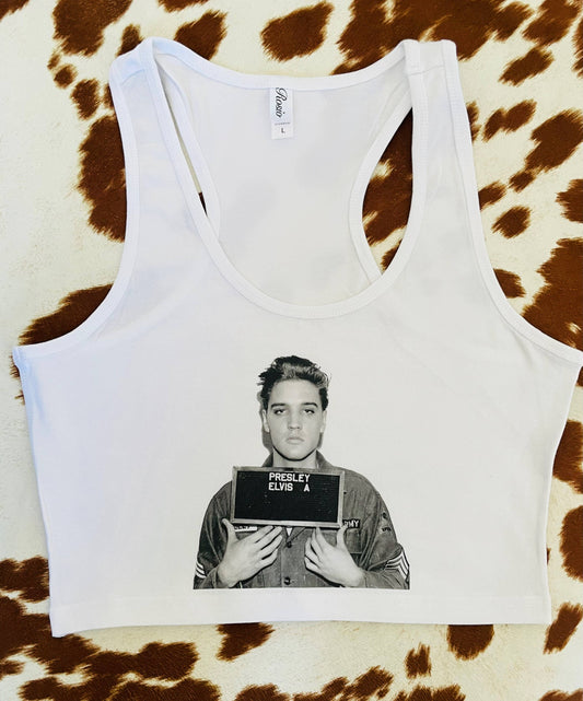 Jail Bird Cropped Racerback Tank Top