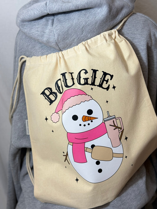 Bougie Snowperson Organic Cotton Drawstring Bag