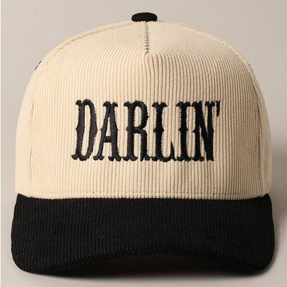 DARLIN' Corduroy Trucker Hat (Beige Deluxe)