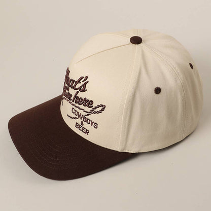 That's Why I'm here Cowboys & Beer Embroidery Dad Hat (Brown)